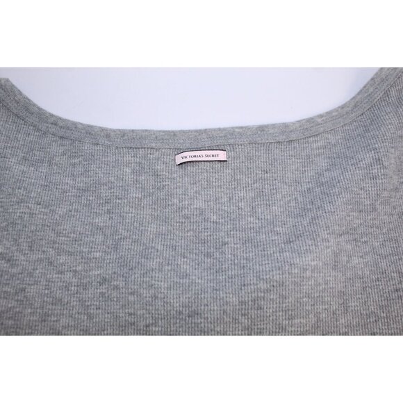 Victoria's Secret Henley Night Shirt Women's Size M Gray Knit 3/4 Sleeve Casual - Picture 8 of 9